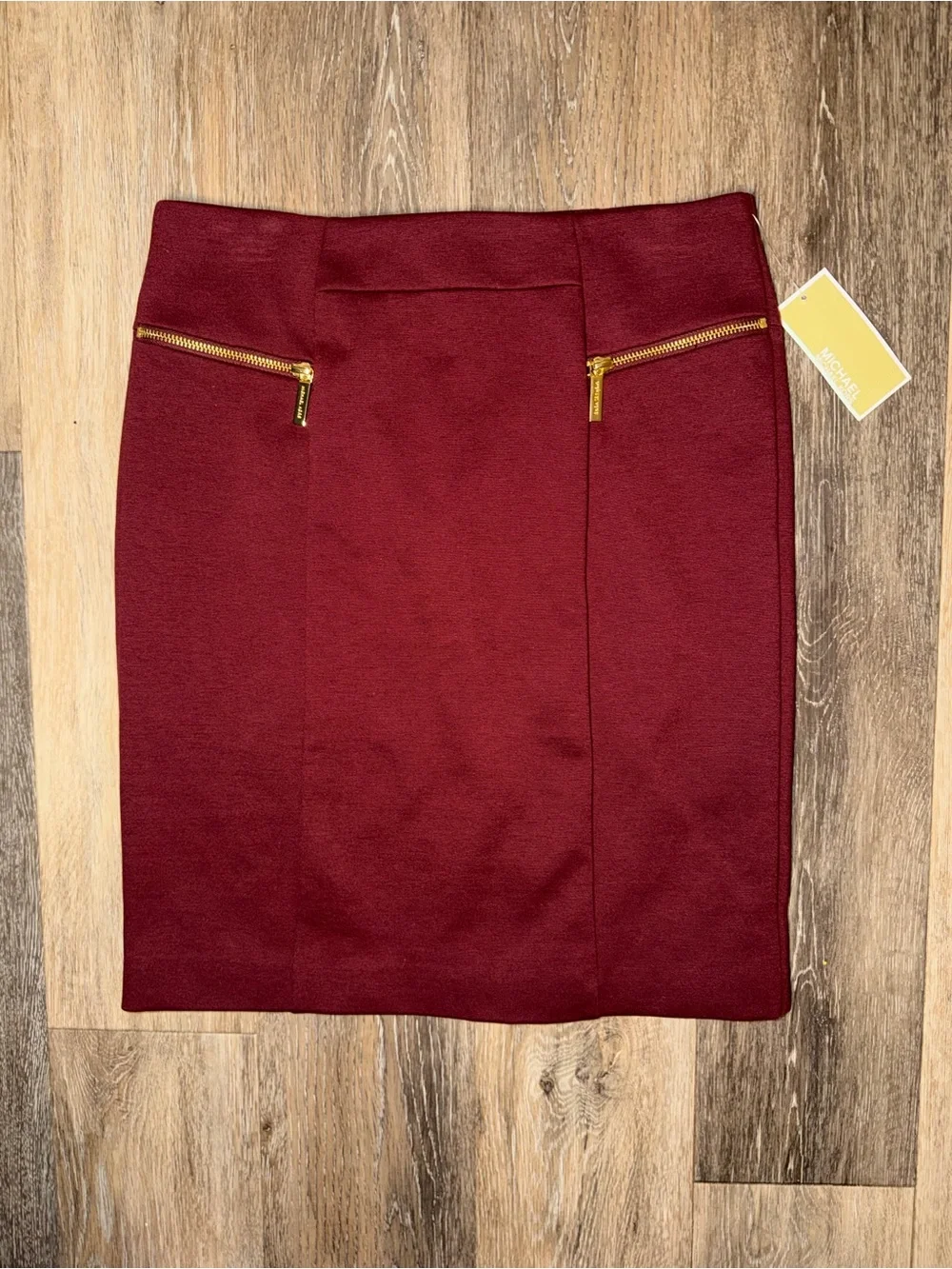 NWT Michael Kors Women’s Ponte Knit Pencil Maroon Skirt